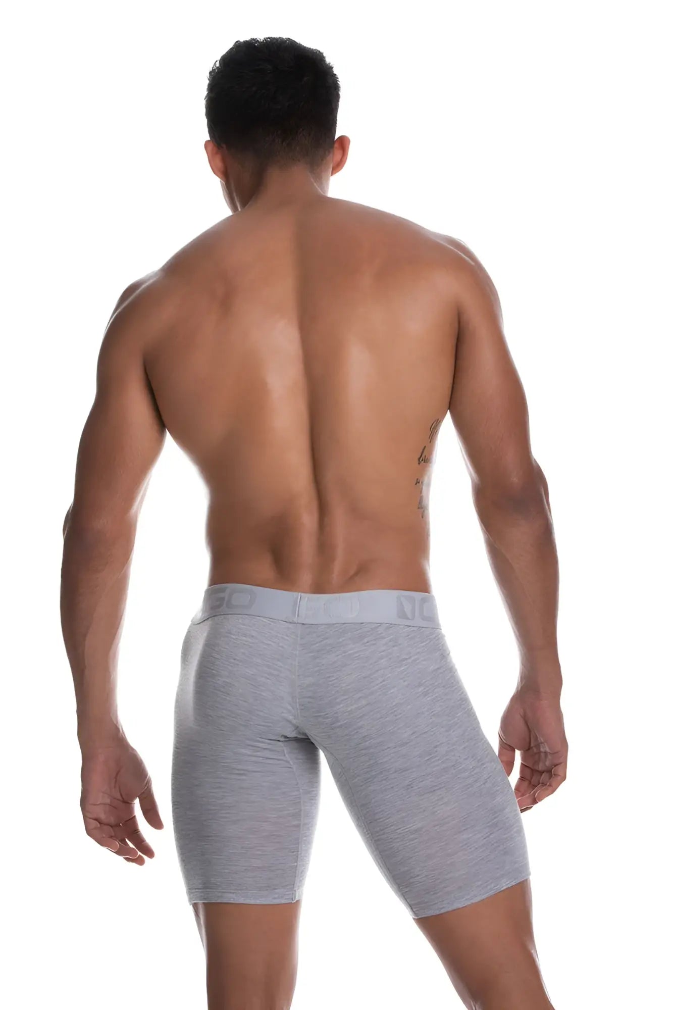 Gray heathered gigo cautious grey long boxer underwear with subtle elastic waistband size l for men