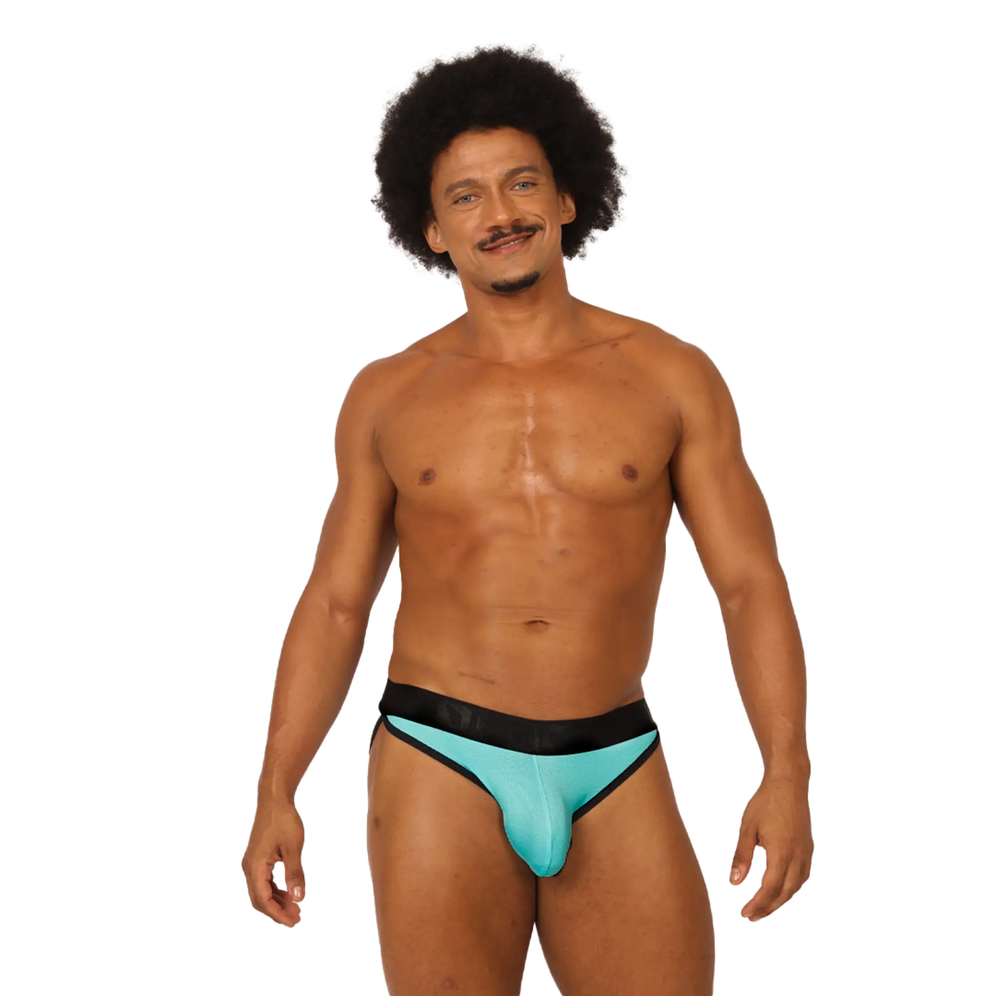 Gigo Cool Blue Brief athletic brief in turquoise and black with sleek form-fitting design for active use