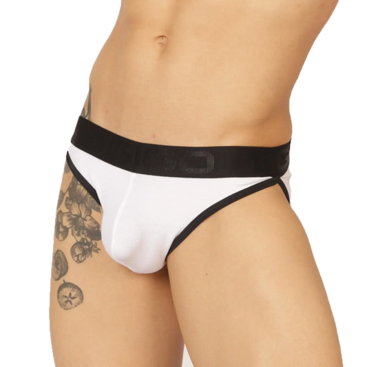 White and black gigo cool brief with sleek form-fitting design for comfortable everyday wear