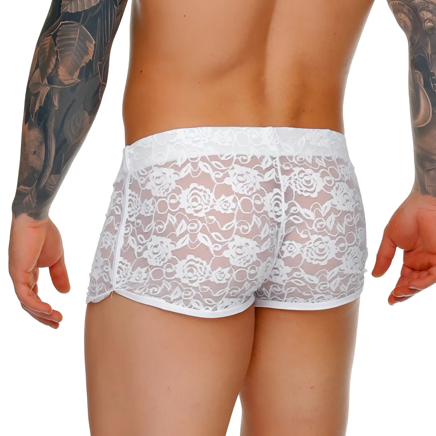 Gigo female white hotshort lace shorts with floral pattern and sheer fabric for stylish summer wear