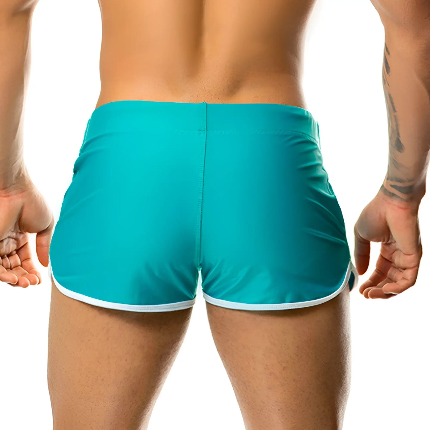 Gigo hotenc green beachwear turquoise athletic shorts with white trim designed for active wear