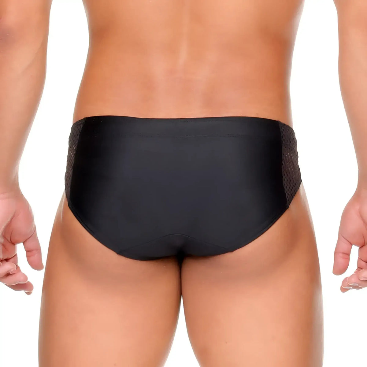Gigo Morocco black swim brief with mesh side panels designed for stylish and comfortable swimming