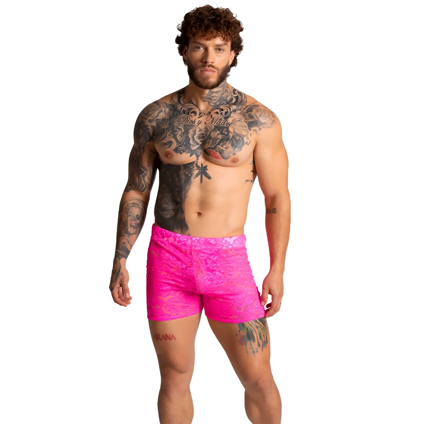 Bright pink lace shorts gigo paradise fucshia hotshort featuring intricate lace detailing and vibrant color