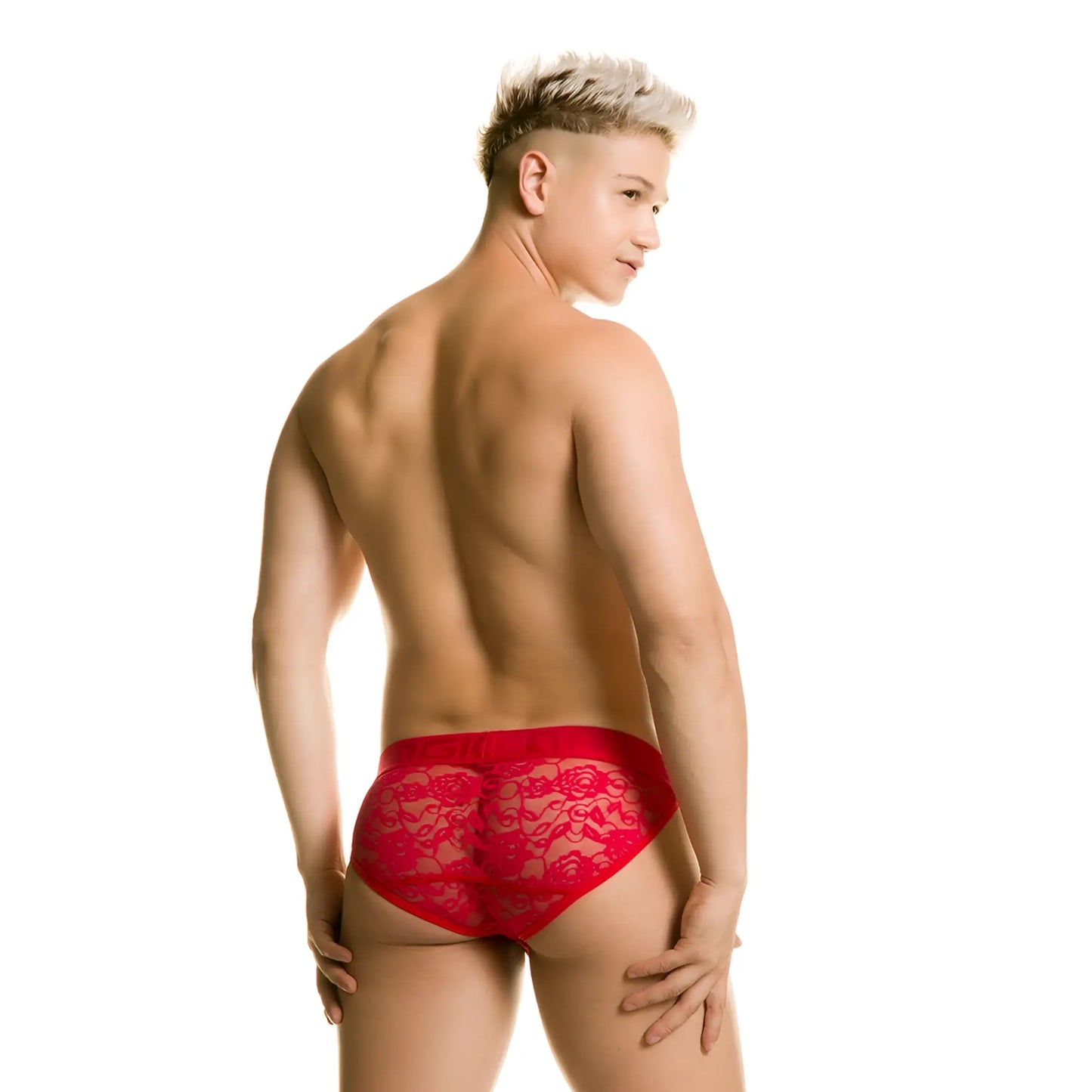 Gigo Redemotion red lace briefs with floral pattern featuring delicate lace material for stylish comfort