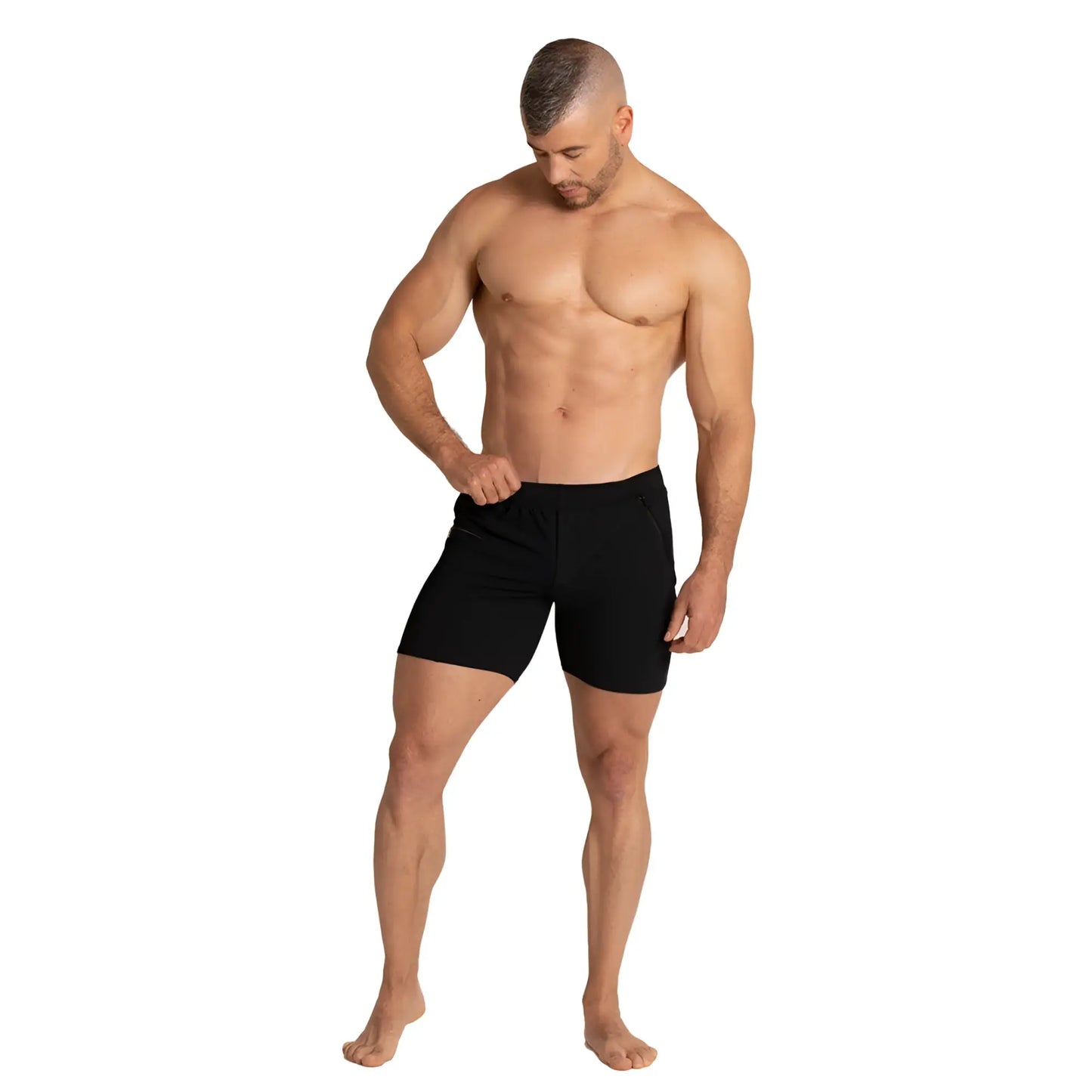 Gigo tennis black shorts with sleek form-fitting design and elastic waistband for athletic performance