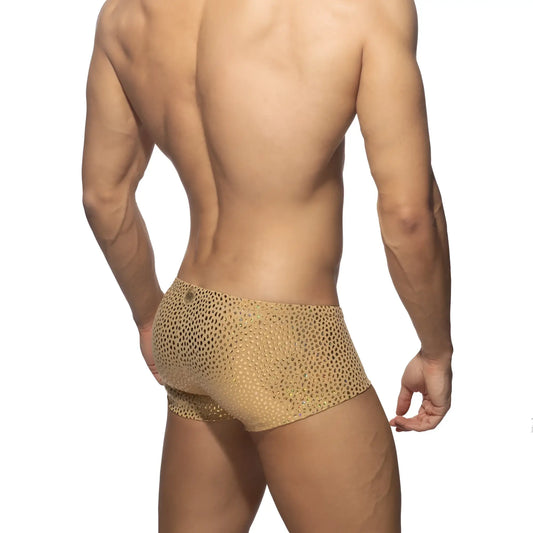 Gold stones trunk men’s briefs in gold tone with mesh pattern and subtle shimmer for stylish comfort