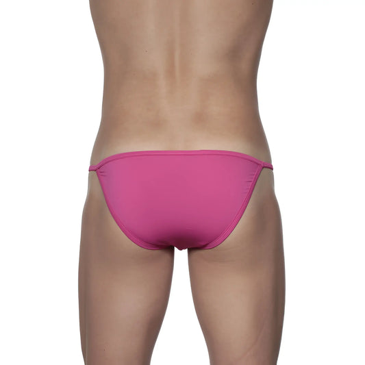 Bright pink groovin string bikini fuchsia pink st0116 swim trunks with a thin elastic waistband and form-fitting design