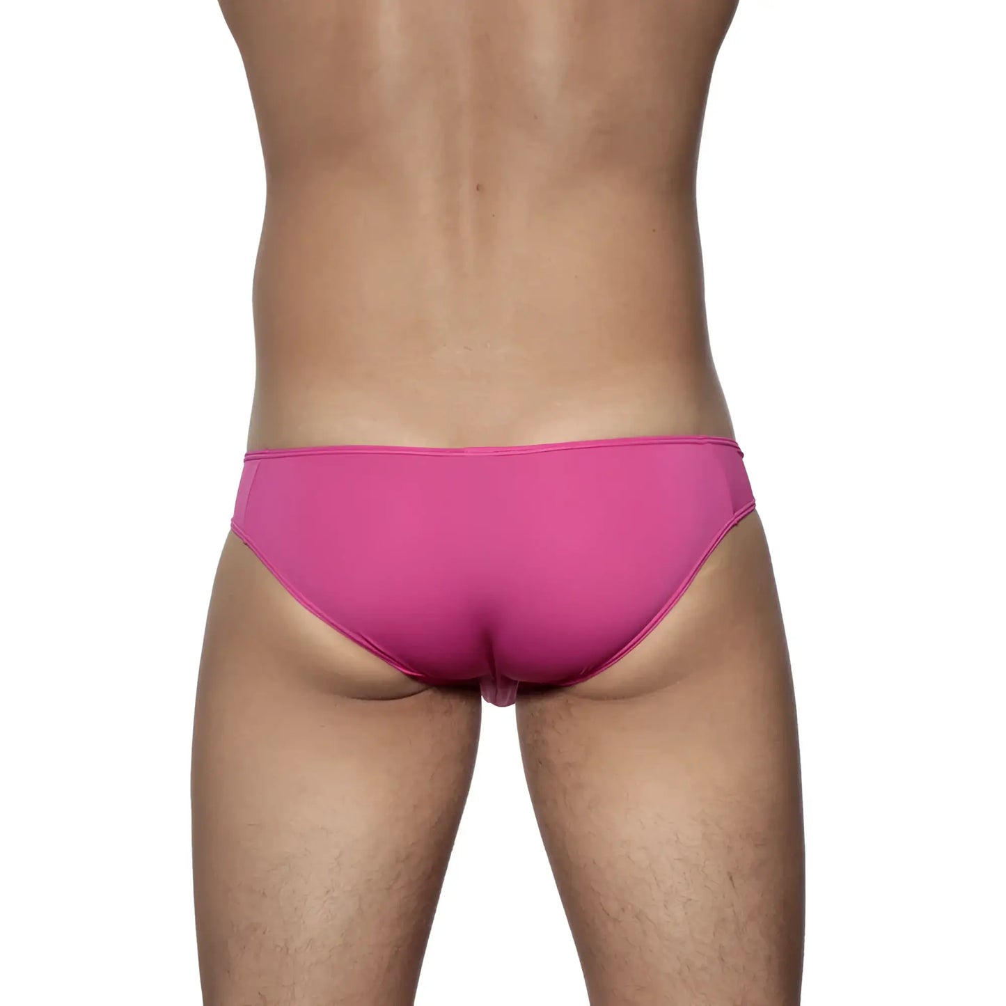 Bright pink groovin underwear athletic v-cut bikini brief with smooth form-fitting design in fuchsia pink color