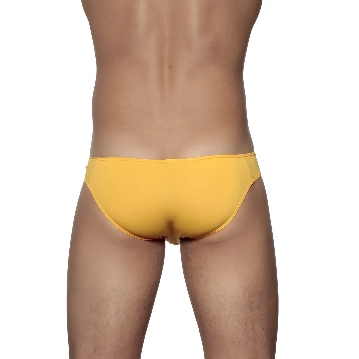 Bright yellow groovin underwear athletic v cut bikini brief with smooth form fitting design in golden yellow