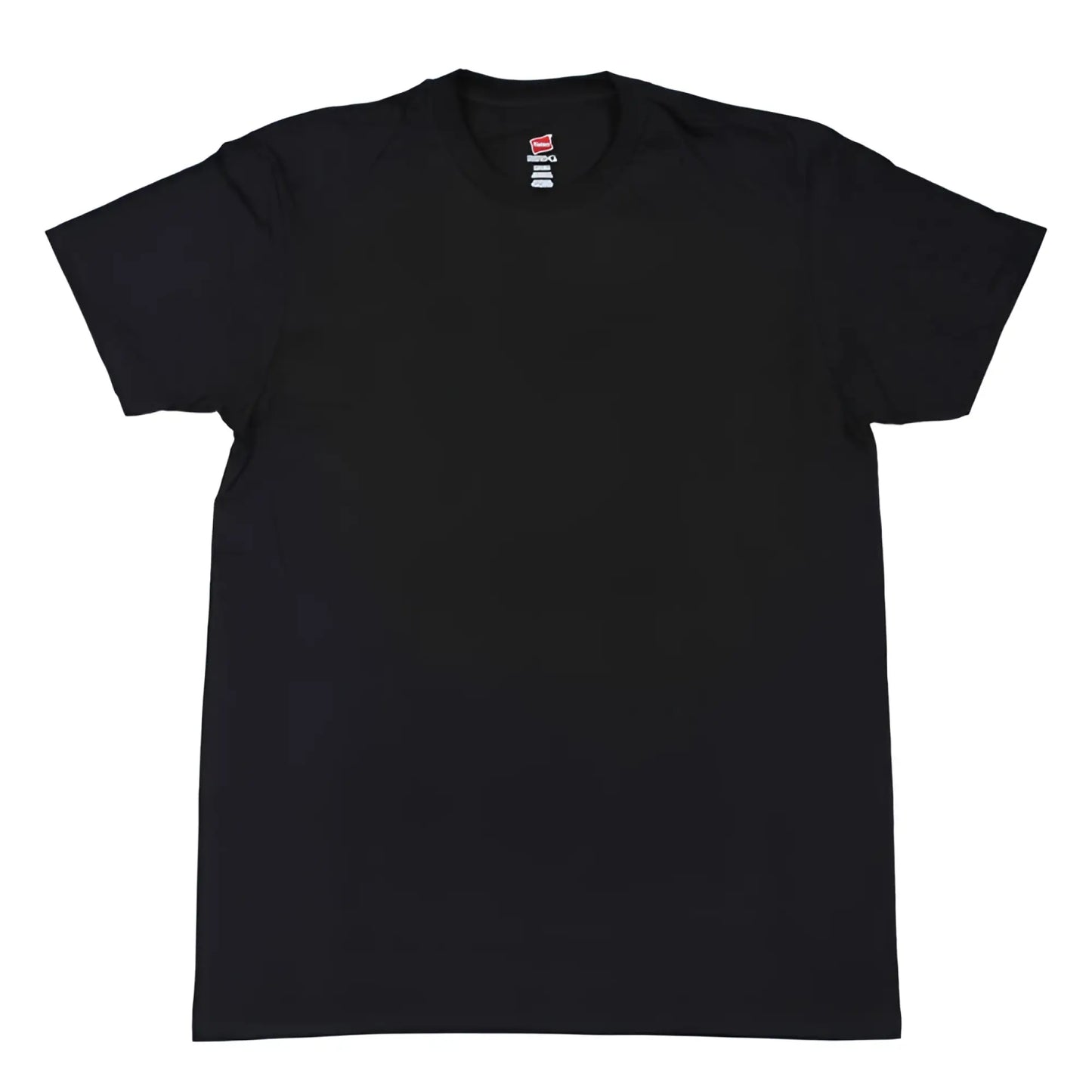 Hanes nano light and soft black short sleeved crew neck t shirt with red and white collar tag size XL
