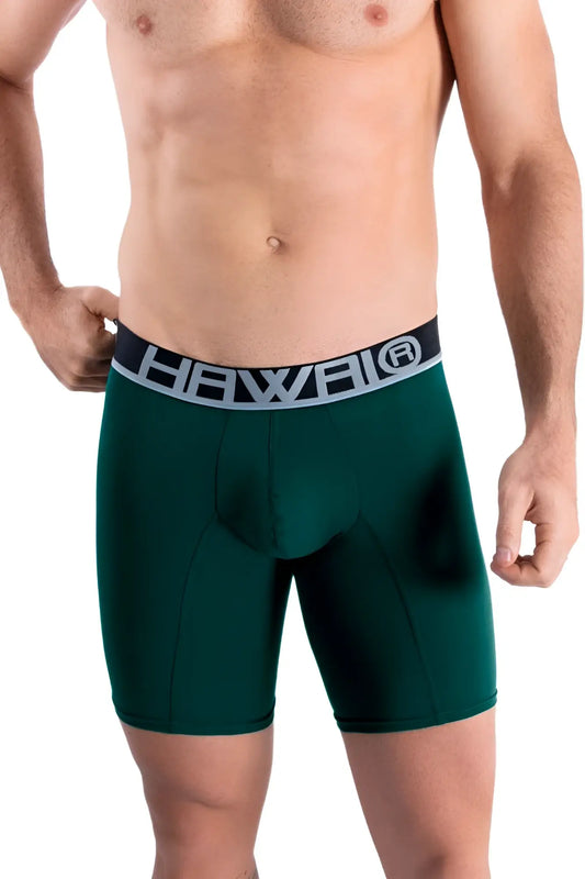 Dark green hawai 41903 solid athletic boxer briefs with black and white elastic waistband for comfortable wear