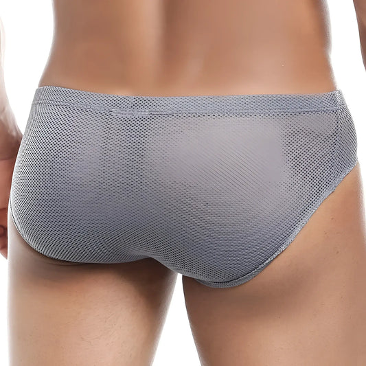 Hung HGJ008 brief gray mesh briefs with snug form-fitting design for comfortable everyday wear
