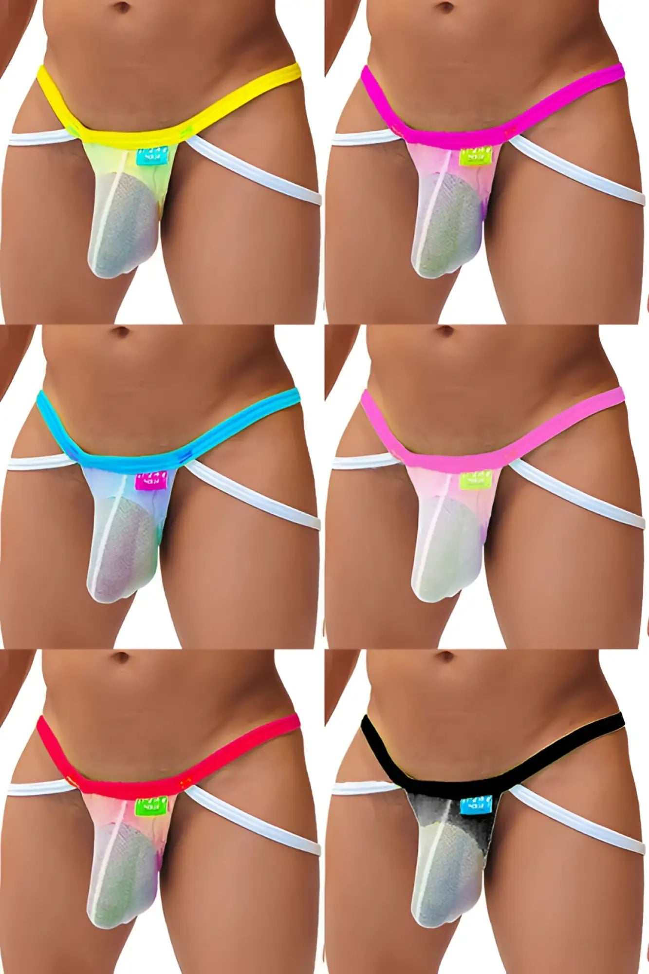 Icker Sea 7 pack colorful mesh front thong underwear with supportive design and white side straps