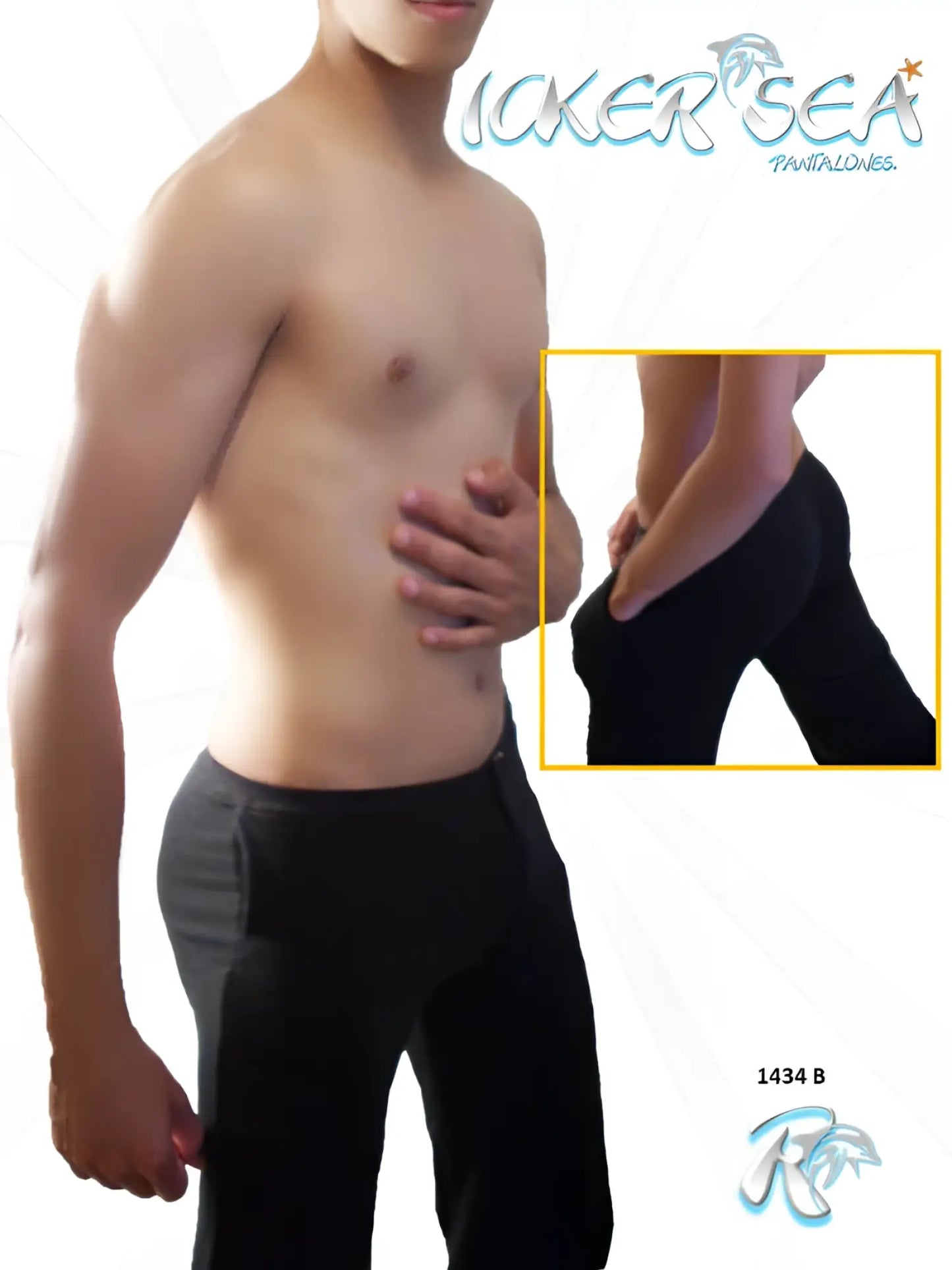 Black men’s tailored Icker Sea beach and night pants in black with sleek form-fitting design and subtle side seam detailing
