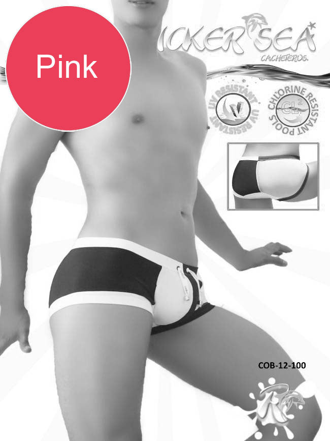 Icker Sea Chess Duotone Square Cut Badehose Pink/Weiß COB-12-100