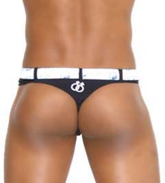 Icker Sea Sailor Tanga-Badeanzug mit Gürtel und Logo, Schwarz, COB-13-07