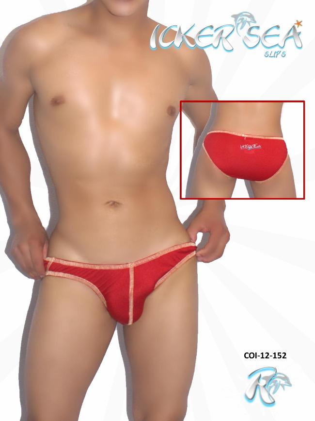 Culotte bikini à coutures contrastées Icker Sea rouge COI-12-152