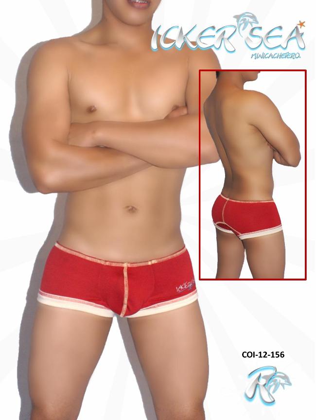 Icker Sea Mini-Boxershorts mit Kontrastnähten, Rot, COI-12-156