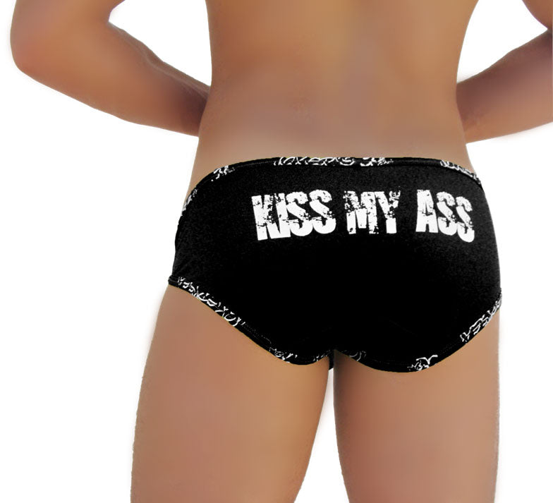 Icker Sea Logo Trim Kiss My Ass Slip Unterwäsche Schwarz COI-14-BLACK-03