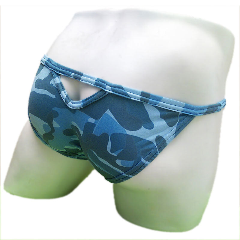 Icker Sea Camouflage Rückenausschnitt Micro Slip Tanga Bikini Unterwäsche Tiefblau COI-21-01