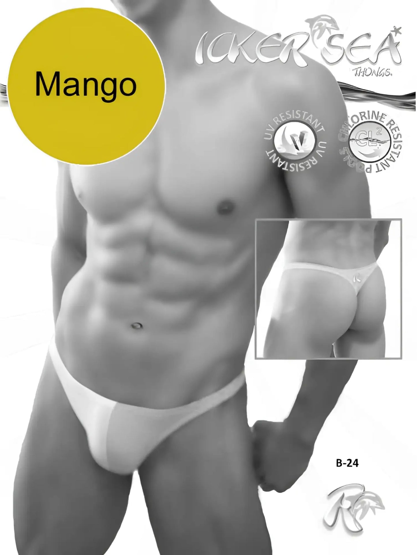 White cotton thong swimwear from mango model b-24 icker sea duotone thong in white shown from the back