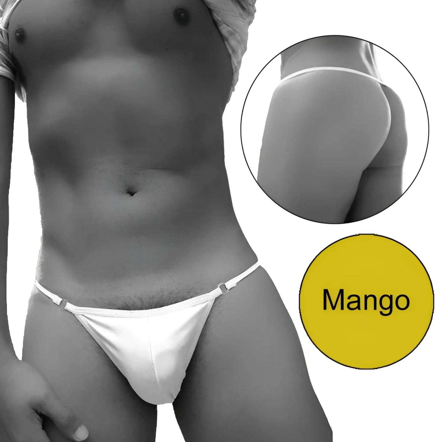 White thong with thin adjustable straps and minimalist design from icker sea free access mini suspensor ring pouch underwear
