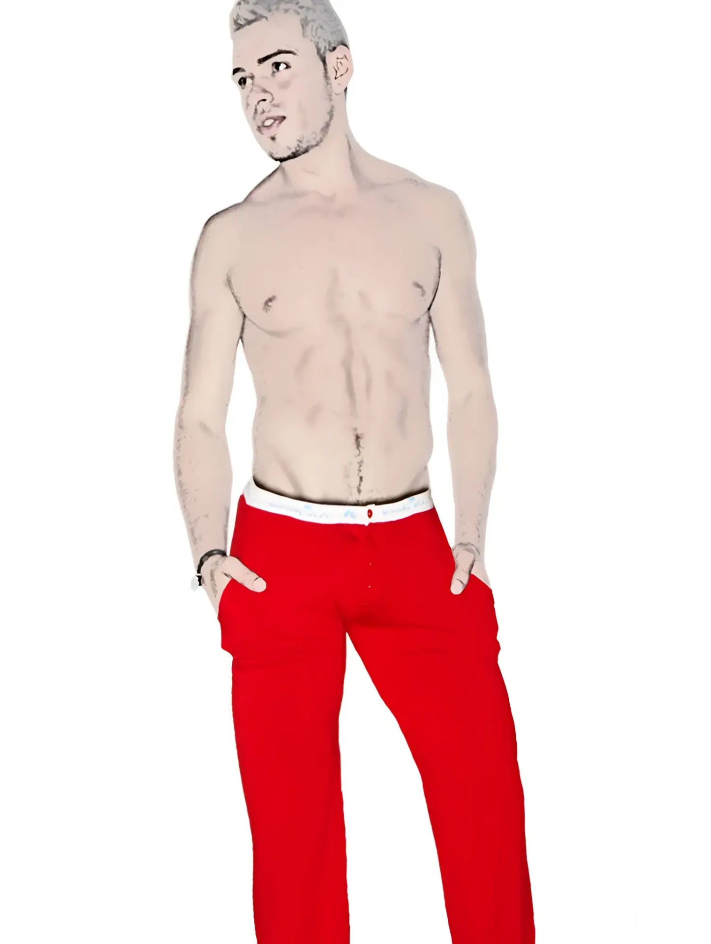 Icker Sea pyjama loungewear pants in red with a white waistband featuring comfortable soft fabric