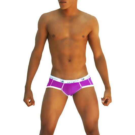 Purple and white Icker Sea Smile Me brief underwear for men with branded waistband and comfortable fit