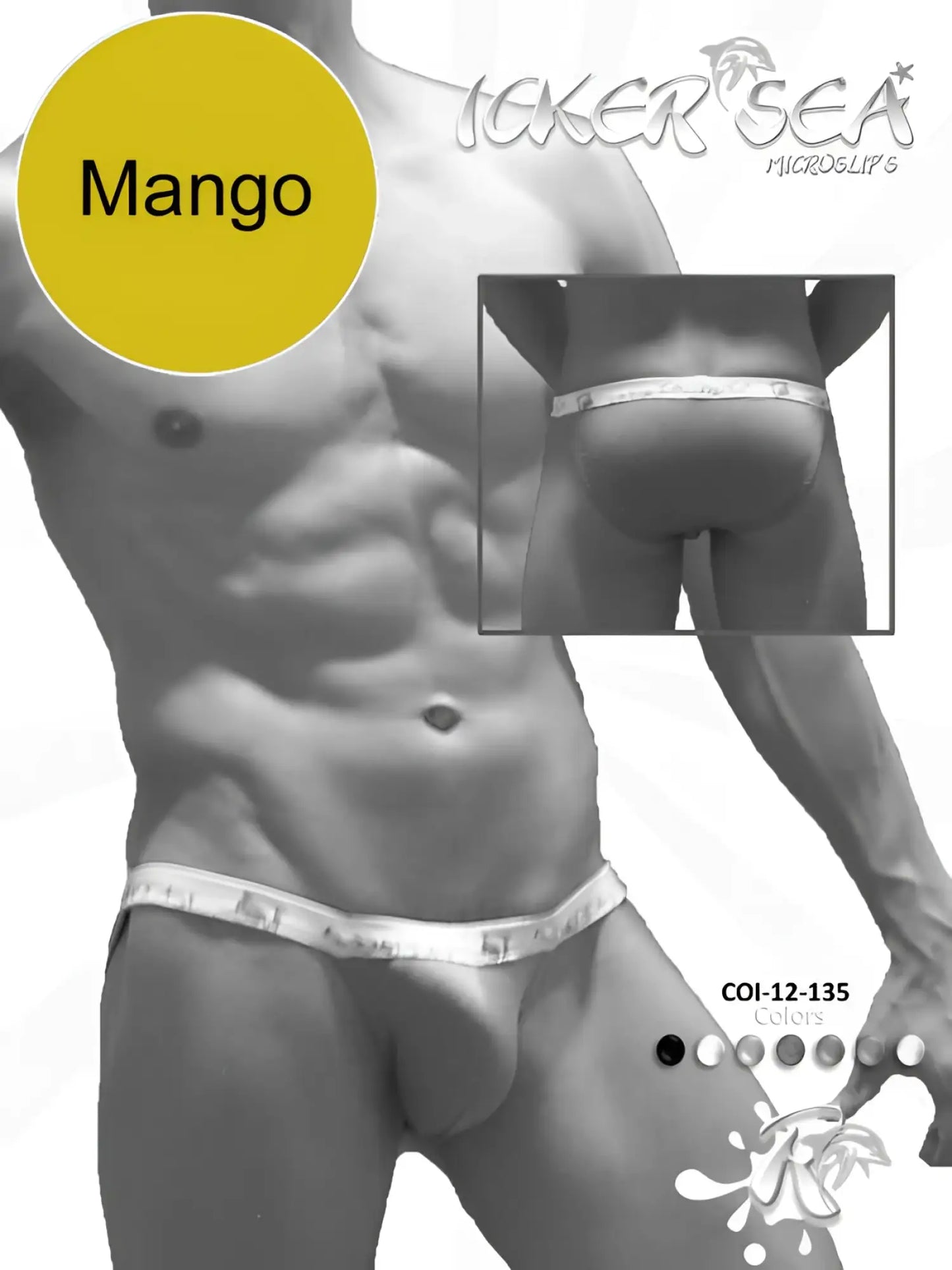 Mango-colored micro slip bikini underwear with white trim from Icker Sea made of solid fabric for comfortable wear