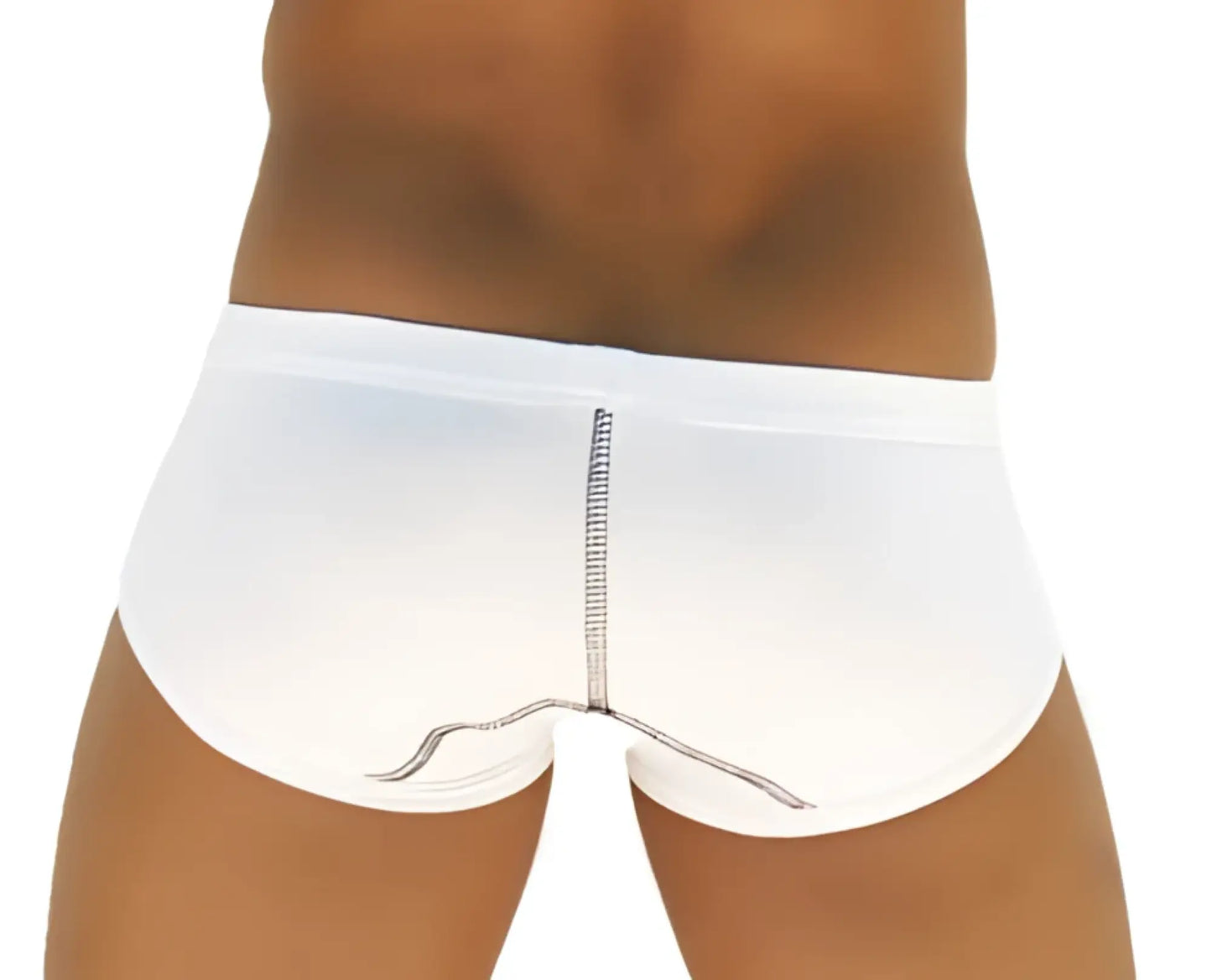 White men’s briefs with central zipper and subtle side stitching from icker sea weekly contrast panel underwear white black wk-13-02