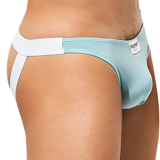 Intymen ine027 jockstrap in light blue and white with a sleek, form-fitting athletic design for active wear