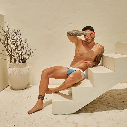Intymen ine033 jockstrap blue and white athletic briefs with a snug fit designed for athletic support and comfort