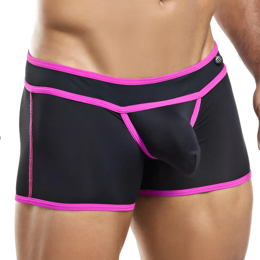 Intymen ing052 boxer trunk black athletic briefs with vibrant pink trim and supportive contoured design