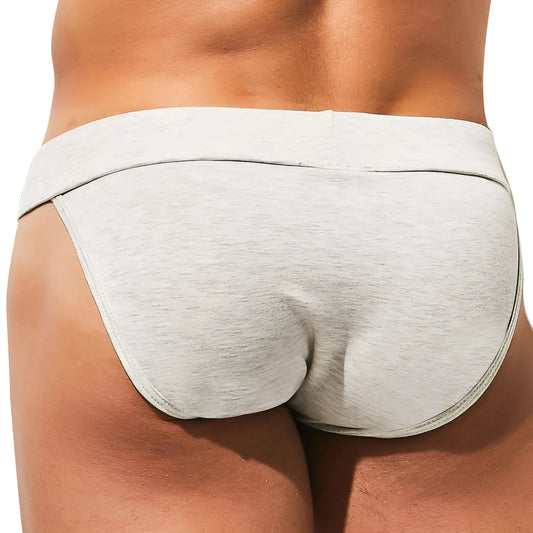Light gray heathered cotton bikini briefs with wide elastic waistband from intymen ini036 collection