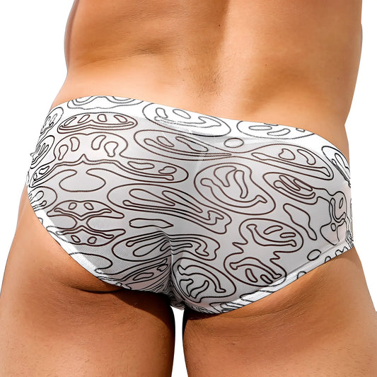 Intymen inj071 brief white briefs with black abstract line pattern for comfortable everyday wear