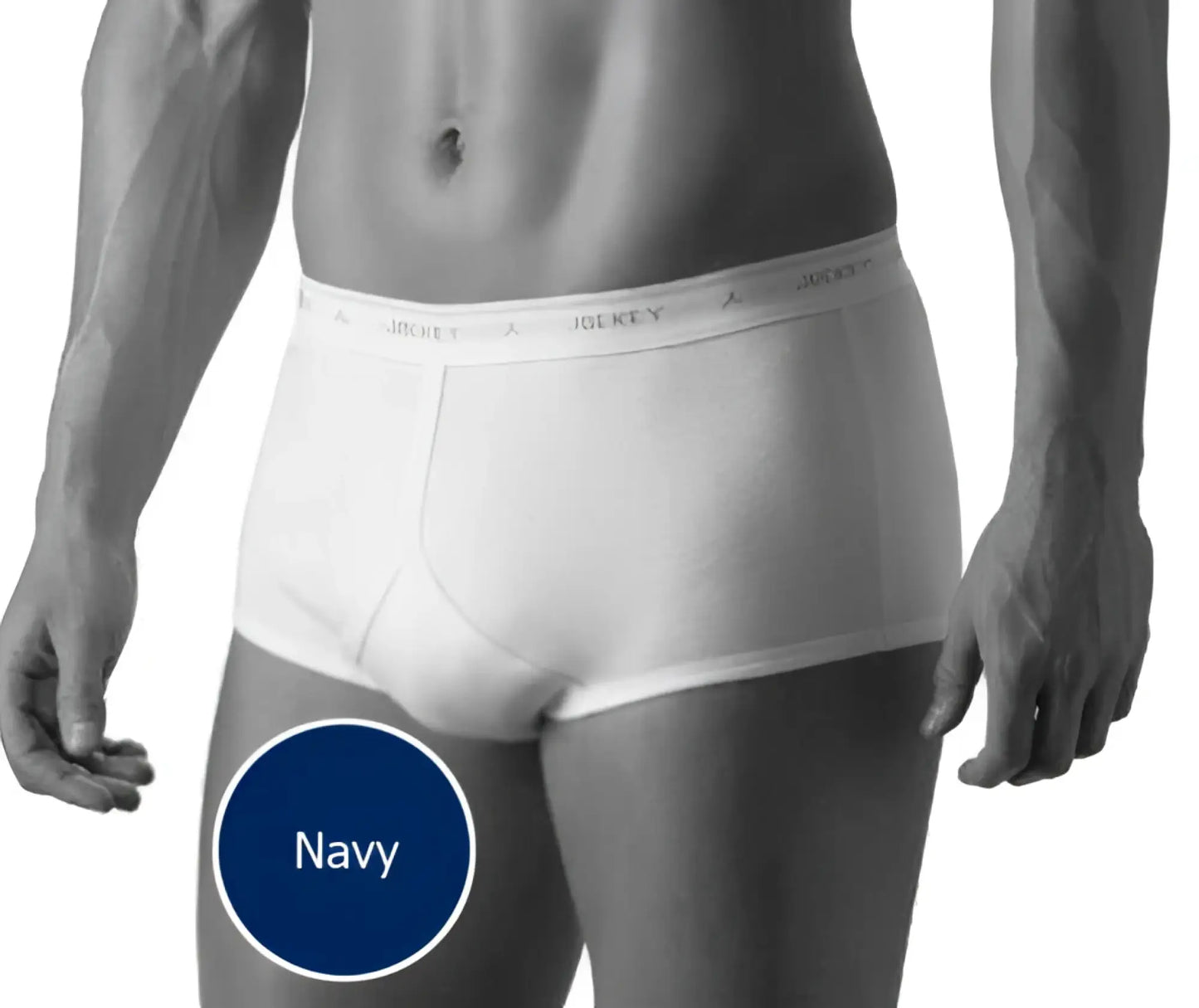 Navy blue jockey classic y-front brief with white elastic waistband size 22 model m90002 in cotton blend fabric
