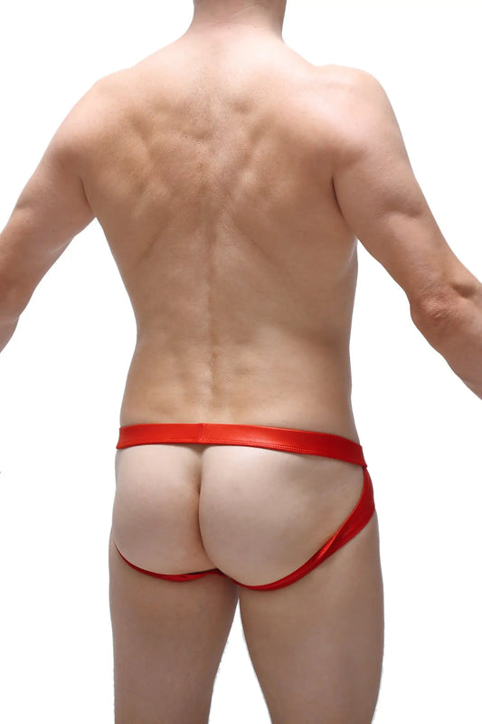 Red satin briefs jockstrap beire wet red with a sleek form-fitting design in bold red satin material
