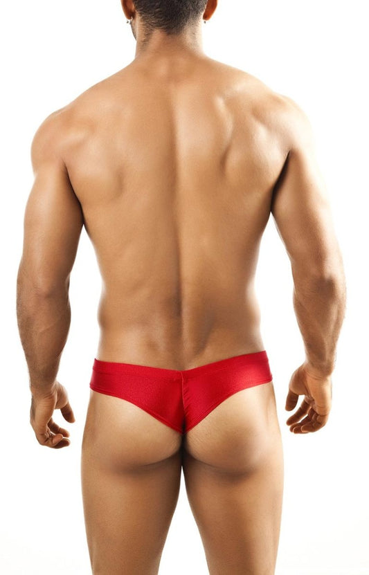 Joe Snyder mini cheek red shiny fabric briefs designed for a bold and minimal coverage look