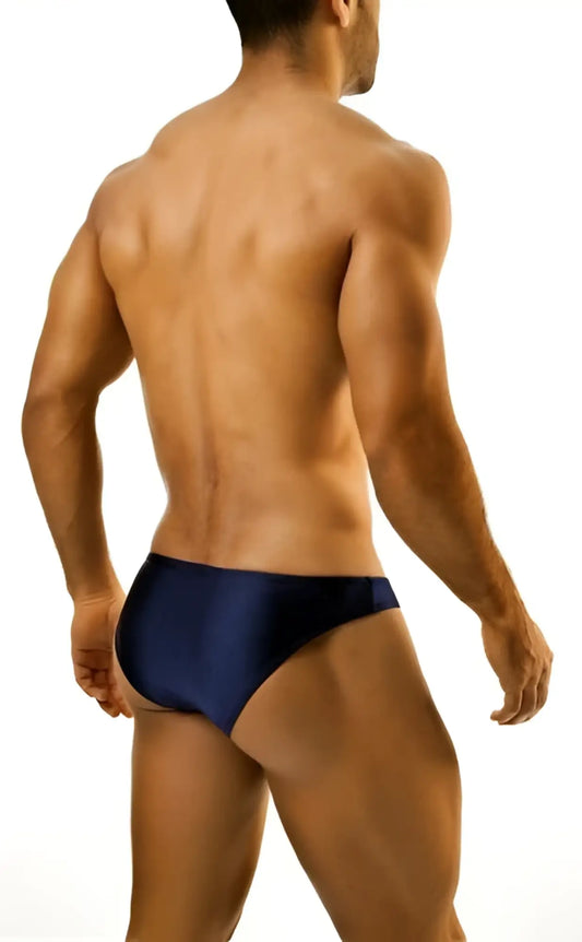 Navy blue joe snyder print bikini classic swim trunks featuring a bold print and comfortable fit for swimming