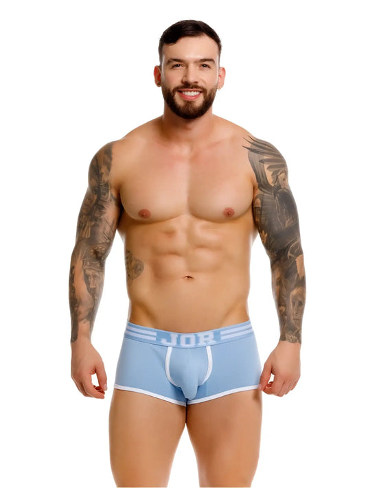 Light blue jor 2320 college trunks briefs with white trim and central seam designed for comfort and style