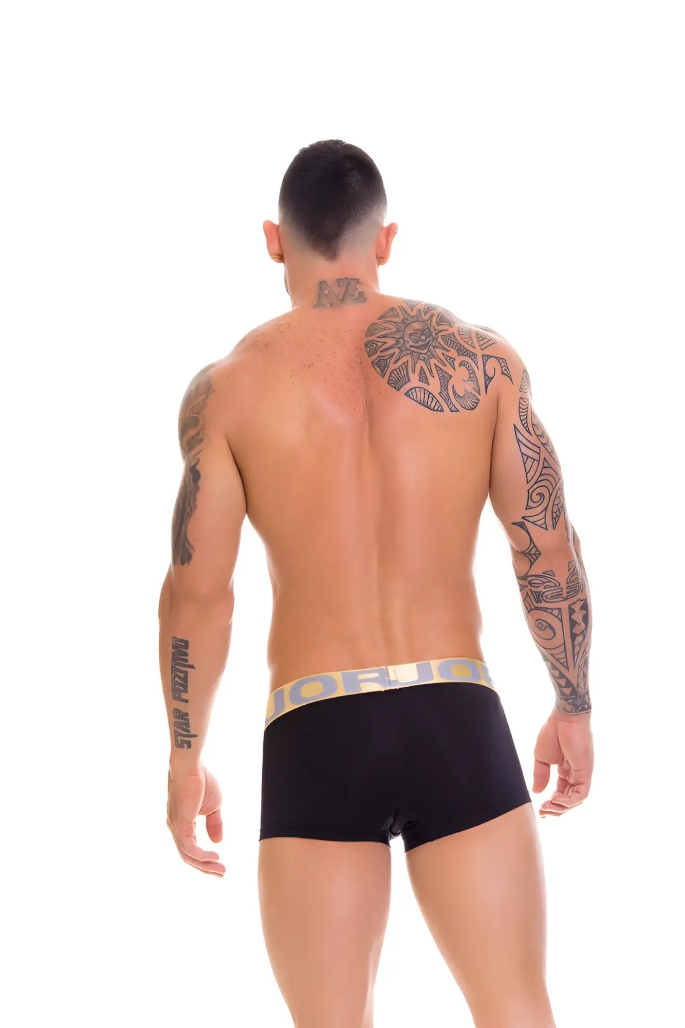 Black jor soft boxer briefs with gold and white branded waistband in size large designed for comfortable wear