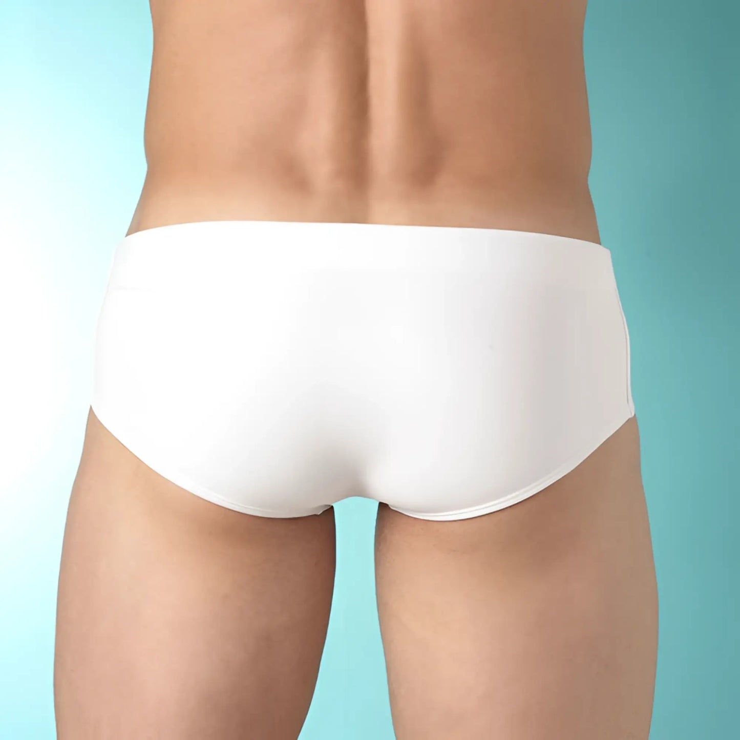 White briefs with a smooth form-fitting design from jor star white brief swimwear in size m front view