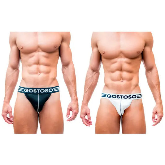 CA-RIO-CA Gostoso Varsity Cotton Jockstrap -2-pack Black & White pair Underwear