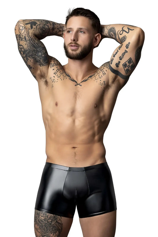 Black patent leather briefs male power 153-301 liquid onyx 2.0 pouch short in black color for men