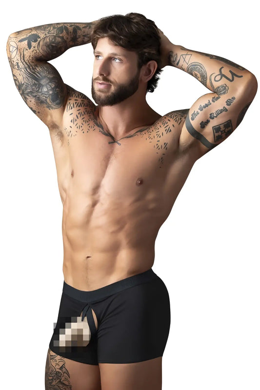 Black male power 162-304 open ended moonshine athletic briefs with drawstring waistband and open front elastic cock ring