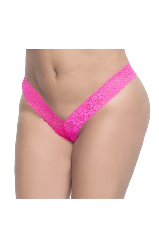 Bright pink lace boyshort with floral pattern from Mapale 93X in hot pink showcasing delicate lace material