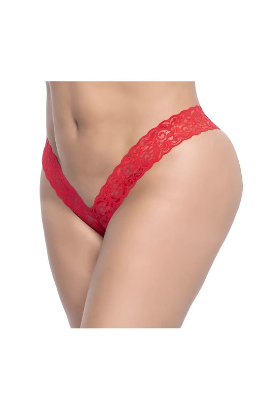 Red lace boyshort with intricate floral patterns by mapale 93x in red lace thong style