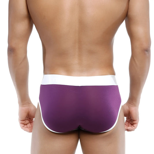 MetroMaleWear 365 hip brief bordeaux purple with white waistband and trim for comfortable everyday wear