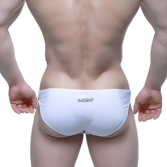 MetroMaleWear Alegria bikini white 5233-00 white mew brand swim trunks with sleek form-fitting design