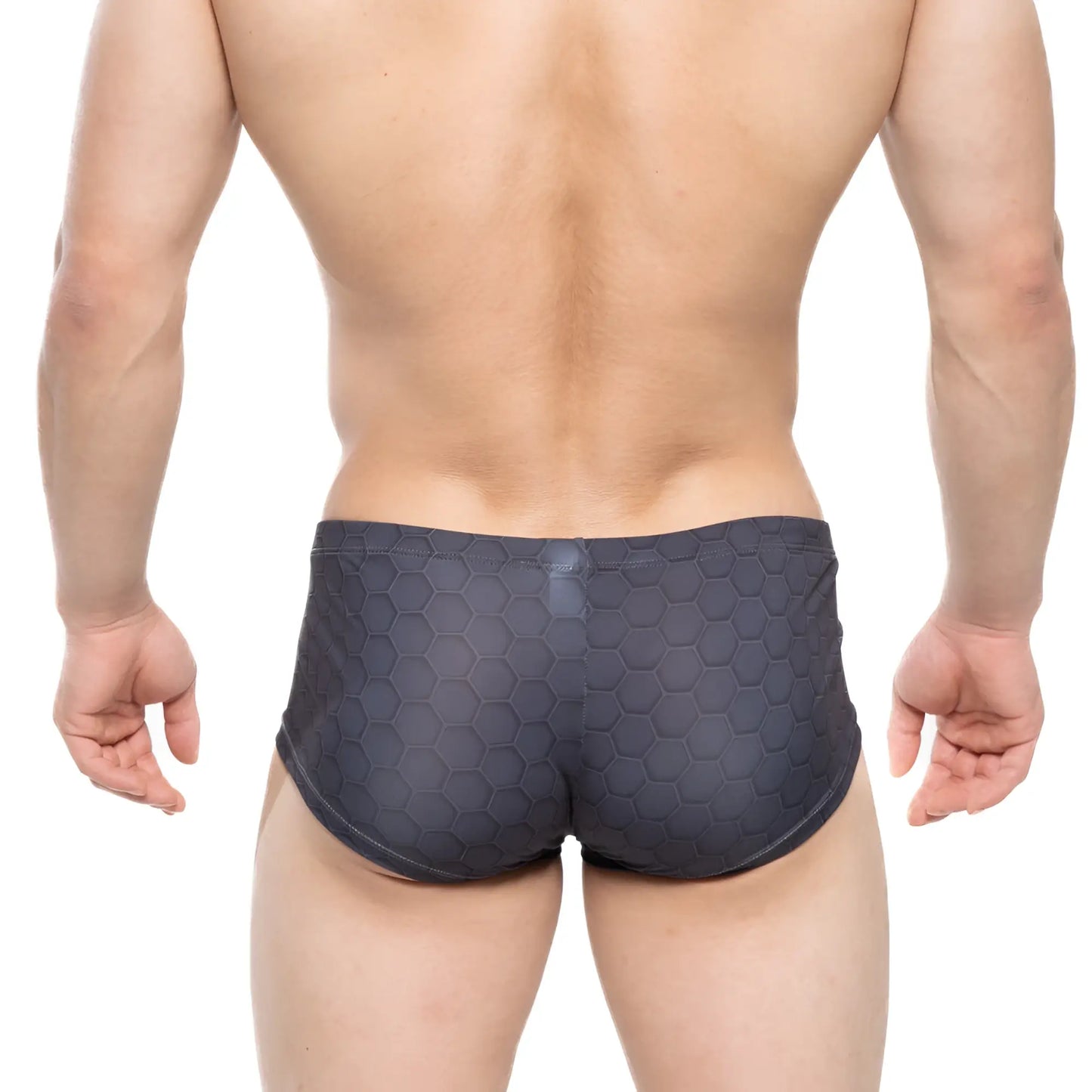 Dark gray swim trunks with a textured hexagonal pattern metroMalewear armour trunk 2125-43 for men